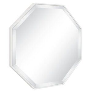 25" X 25" Rhodes Framed Octagon Wall Mirror White - Kate and Laurel: Modern Desi